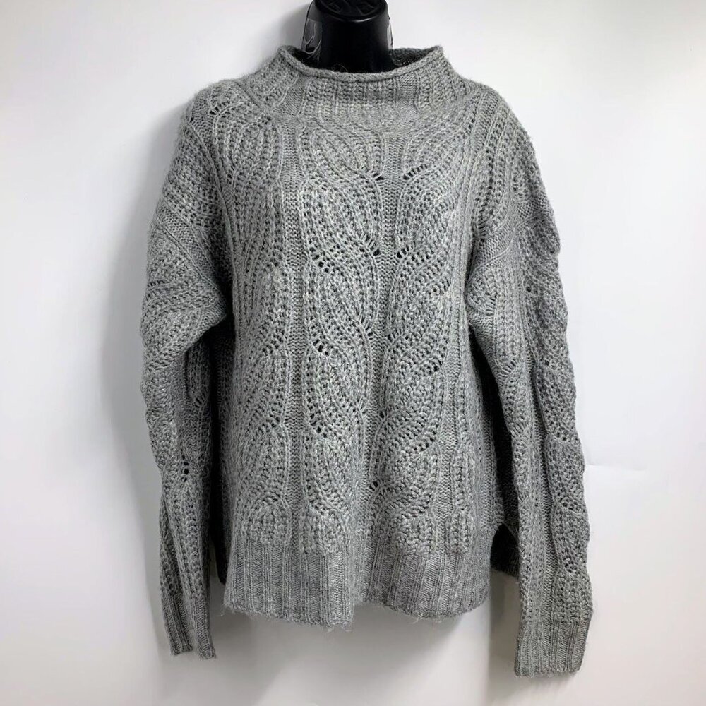 J.Crew Women's Pointelle Cable Cotton Mock Neck Long Sleeve Sweater Size S